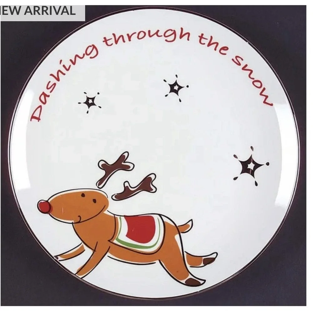 North Pole Trading Co Set of 4 Modern Jingle Salad Plates Christmas 8